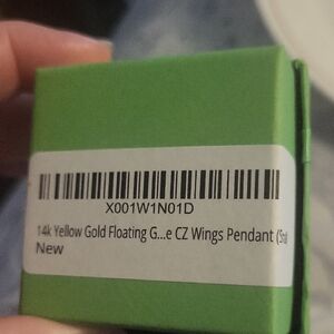 14k Yellow Gold Floating CZ Angel Wings Pendant Necklace
